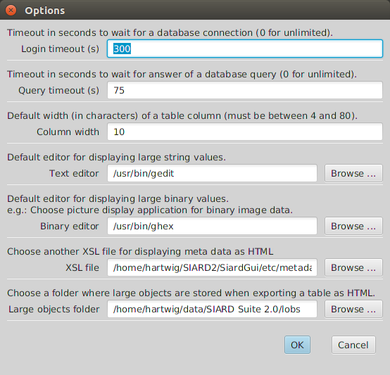 Options dialog