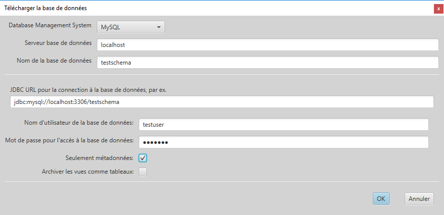 Example de téléchargement de métadonnées