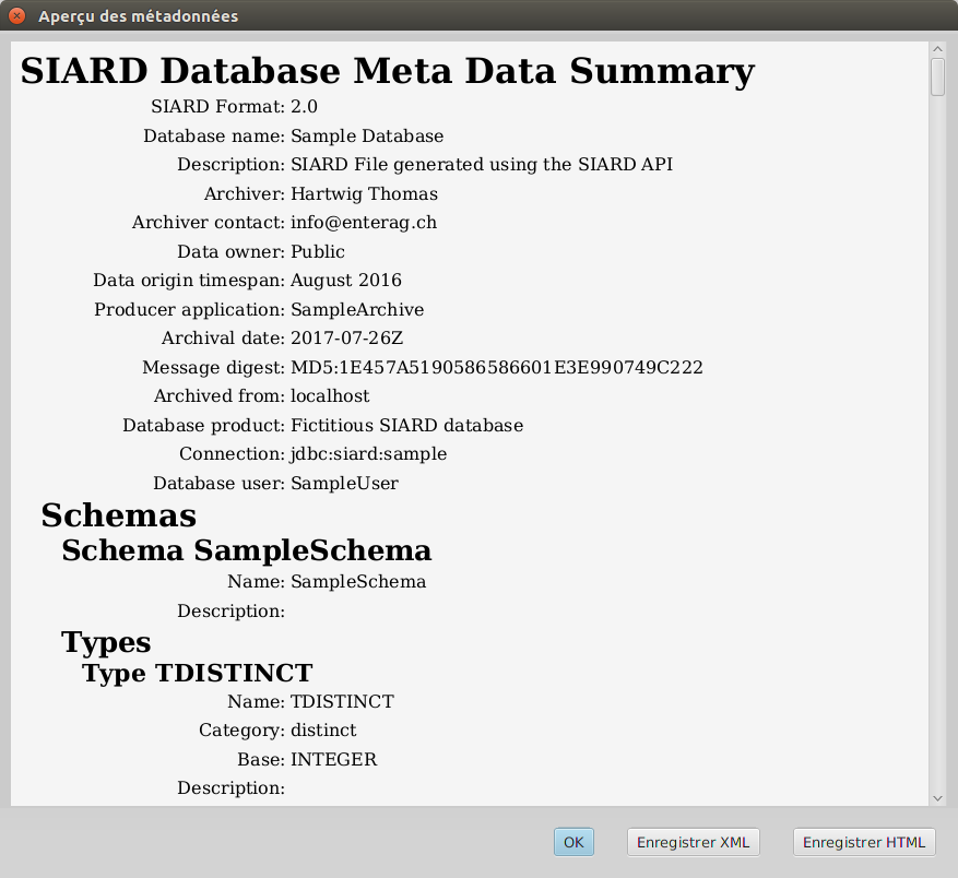 Meta data summary