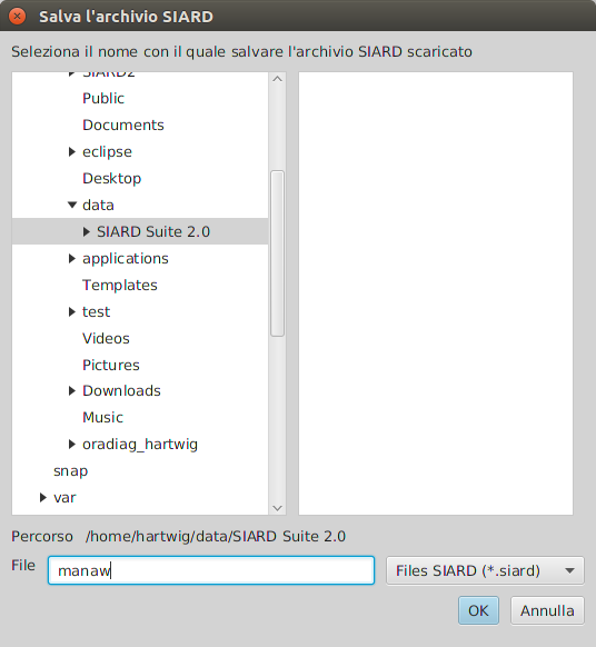 File selector for SIARD file as download target